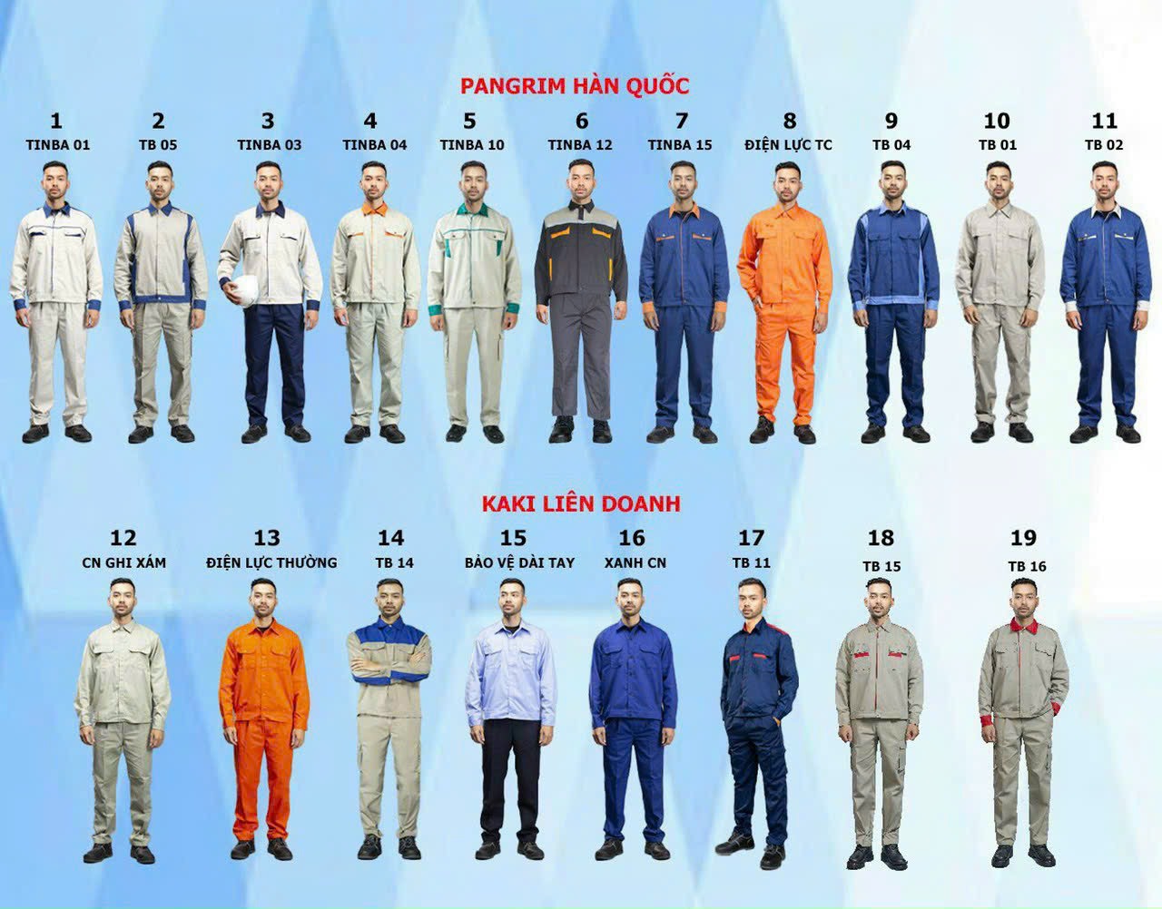 Một số mẫu đồng phục công nhân có sẵn tại Trần Thịnh Uniform 2023